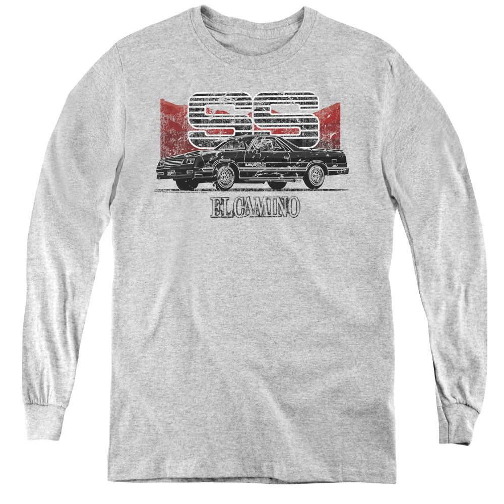 Chevrolet & EL Camino SS Mountains-Youth Long Sleeve Tee, Athletic Heather - Medium