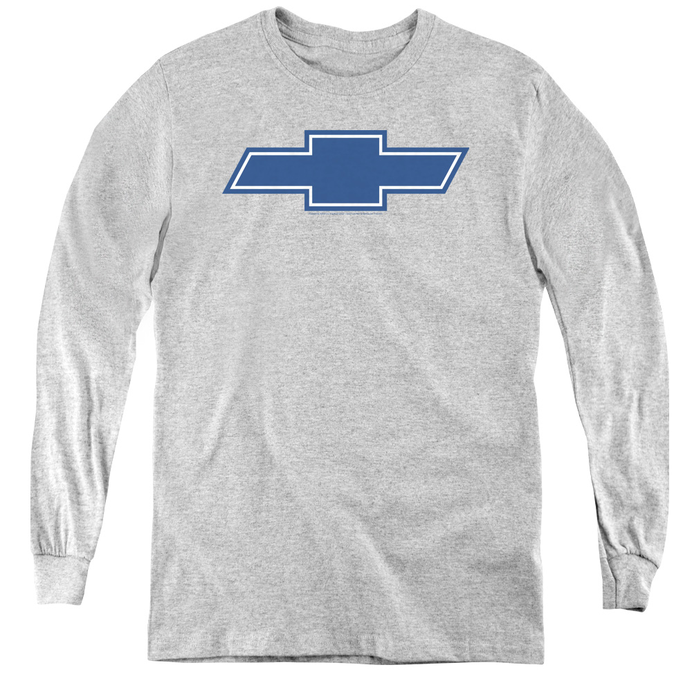 Chevrolet & Simple Vintage Bowtie-Youth Long Sleeve Tee, Athletic Heather - Large
