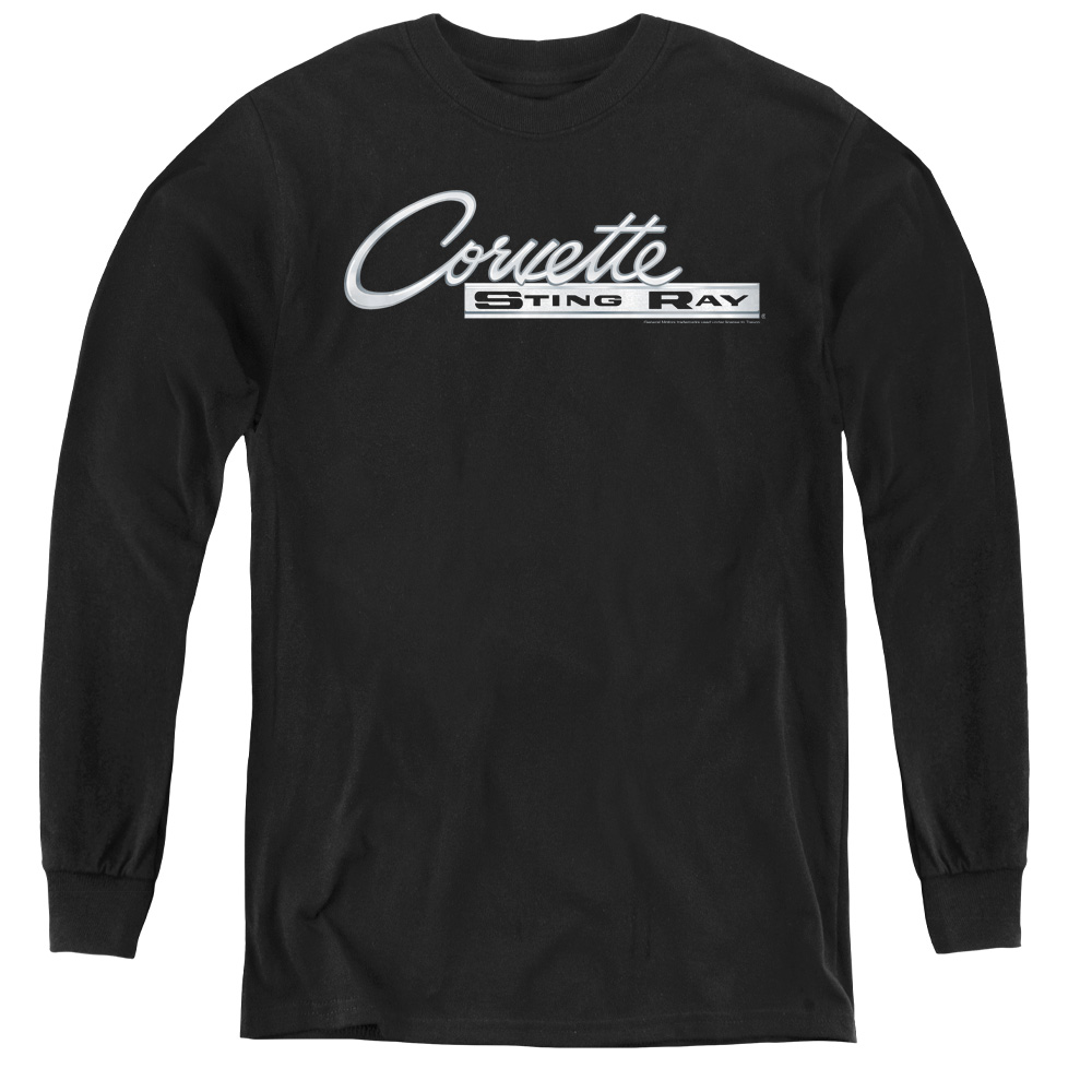 Chevrolet & Chrome Stingray Logo-Youth Long Sleeve Tee, Black - Medium