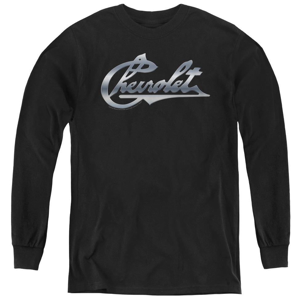 Chevrolet & Chrome Vintage Chevy Bowtie-Youth Long Sleeve Tee, Black - Medium