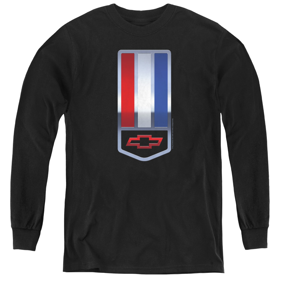 Chevrolet & 1998 Camaro Nameplate-Youth Long Sleeve Tee, Black - Small