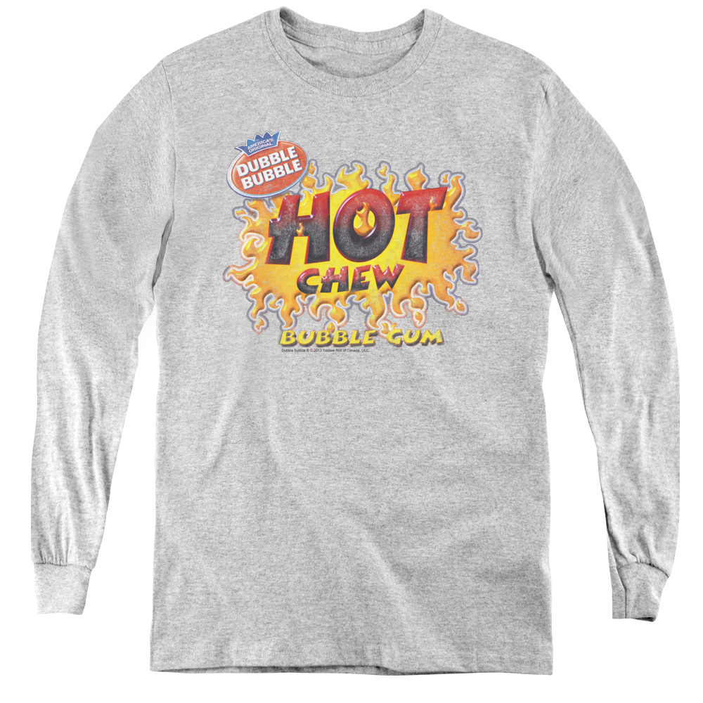 Dubble Bubble & Hot Chew - Youth Long Sleeve Tee, Athletic Heather - Medium