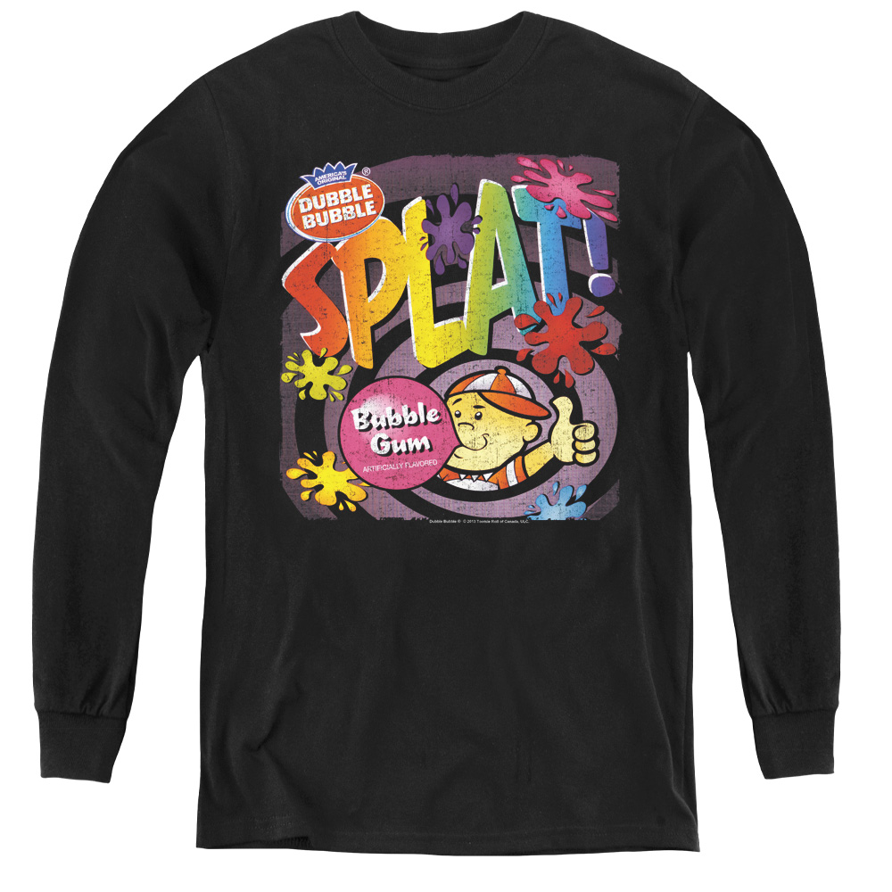 Dubble Bubble & Splat Gum - Youth Long Sleeve Tee, Black - Medium