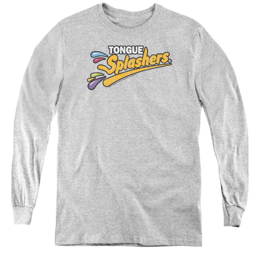 DBL137-YL-1 Dubble Bubble & Tongue Splashers Logo - Youth Long Sleeve Tee, Athletic Heather - Small