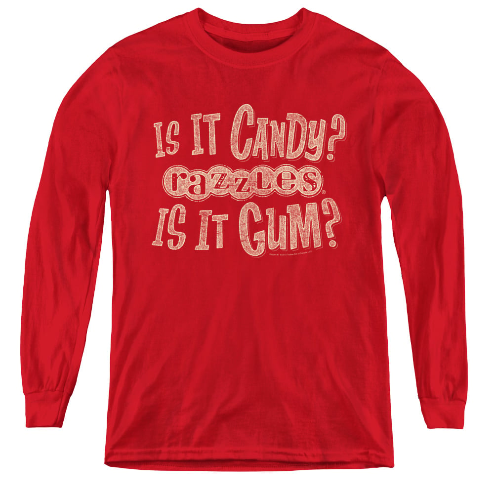 Razzles & What is This-Youth Long Sleeve Tee, Red - Small