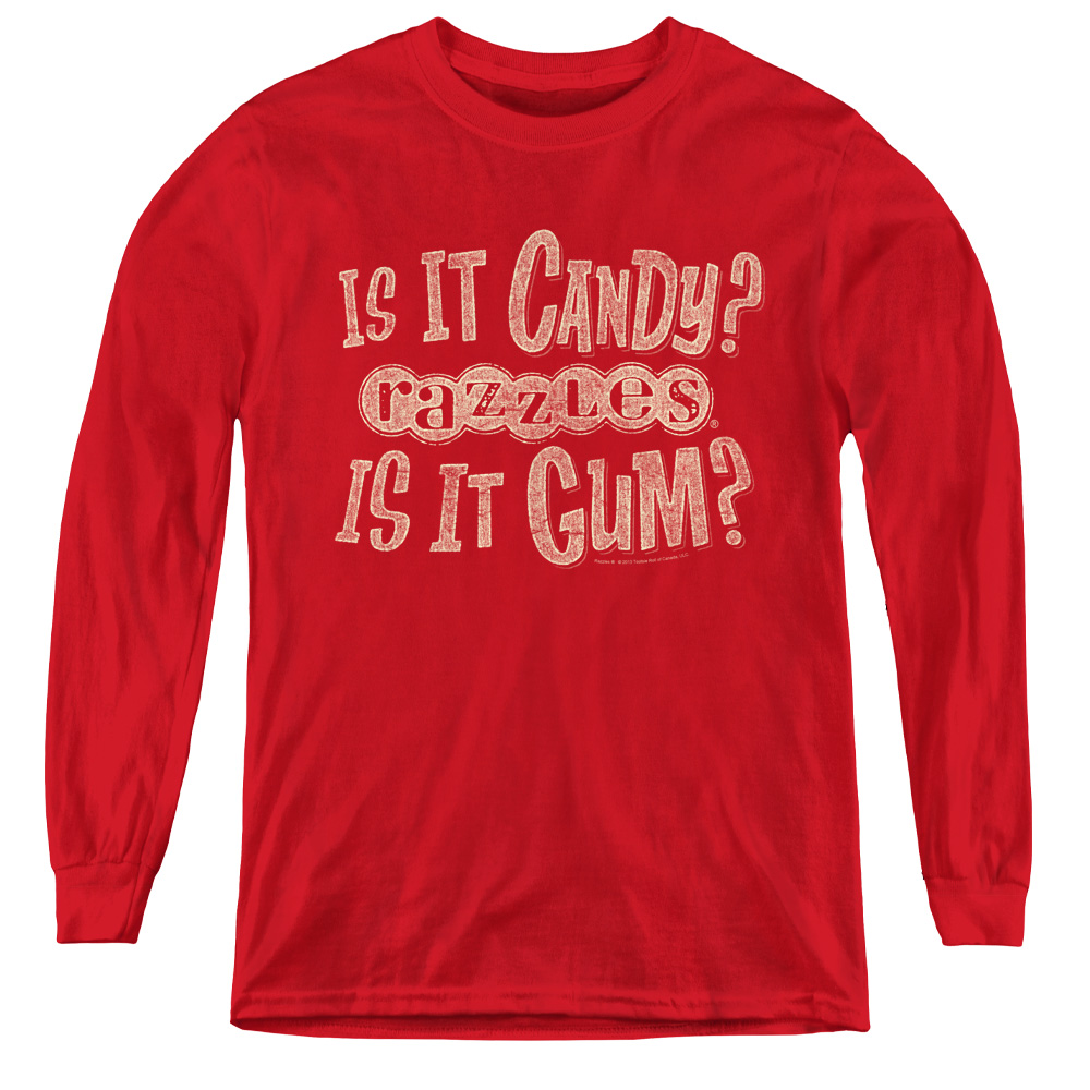 Razzles & What is This-Youth Long Sleeve Tee, Red - Large