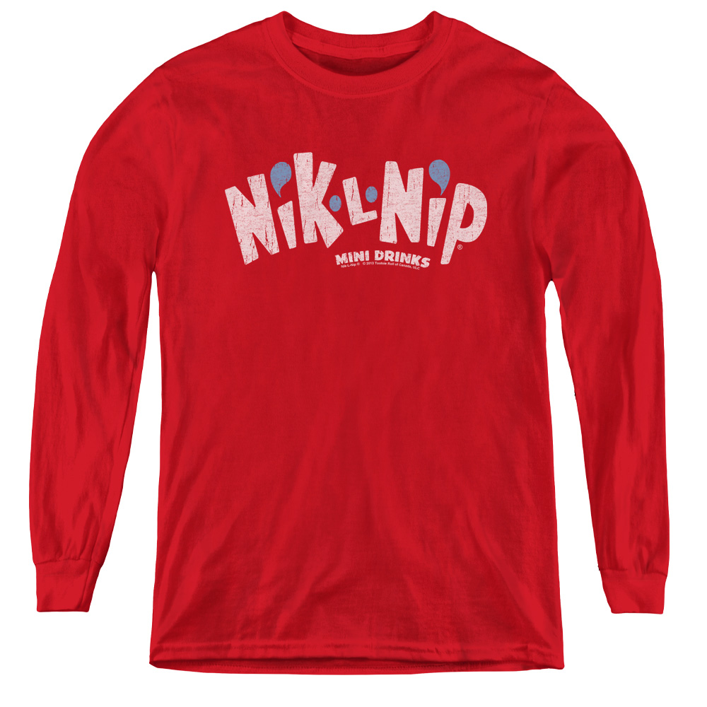 Dubble Bubble & Distressed Logo - Youth Long Sleeve Tee, Red - Medium