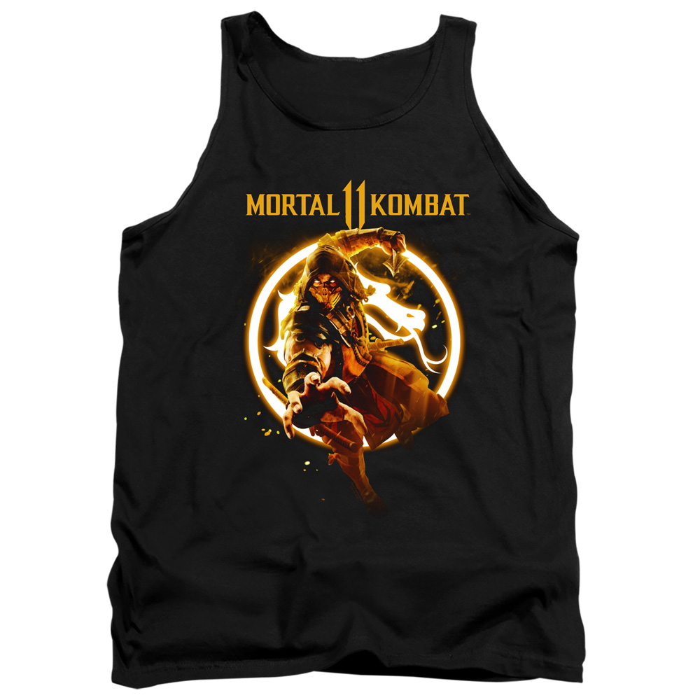 Mortal Kombat XI & Scorpion Flames Adult Tank Top   Black - Medium