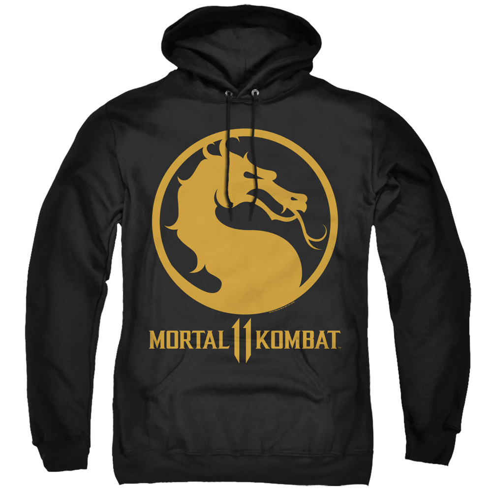 Mortal Kombat XI & Dragon Logo Adult Pull-Over Hoodie   Black - 2X