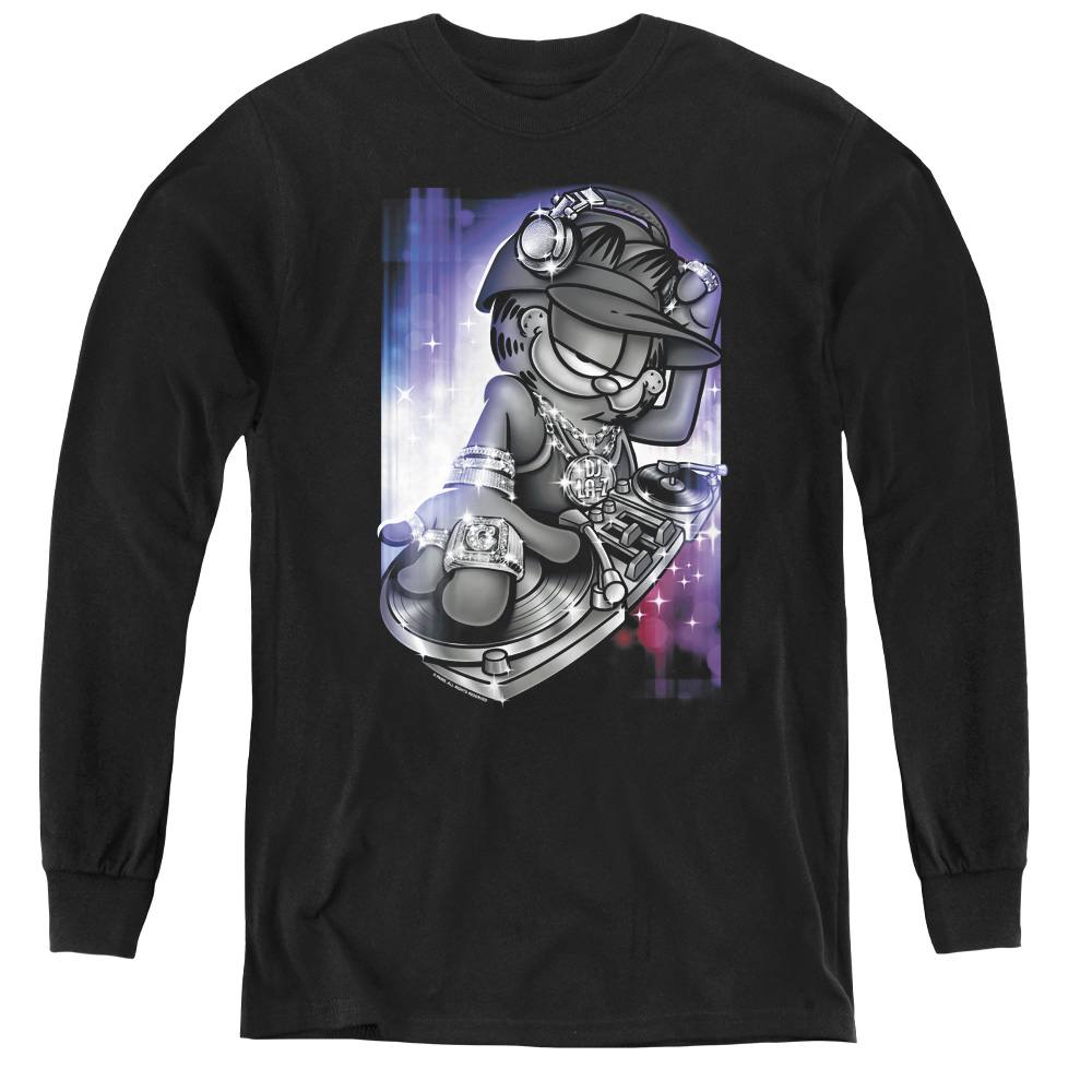 Garfield & DJ Lazy Youth Long Sleeve T-Shirt   Black - Medium