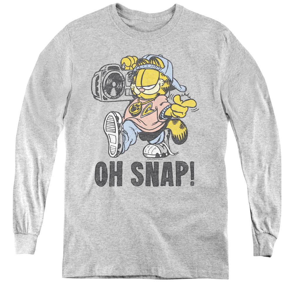 Garfield & Oh Snap Youth Long Sleeve T-Shirt   Athletic Heather - Medium