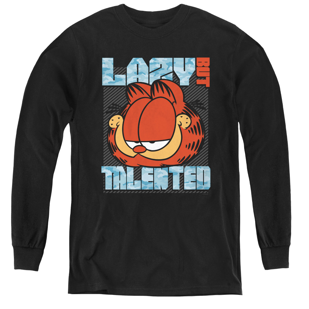 Garfield & Lazy But Talented Youth Long Sleeve T-Shirt   Black - Medium