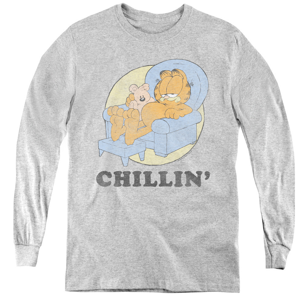 Garfield & Chillin Youth Long Sleeve T-Shirt   Athletic Heather - Extra Large