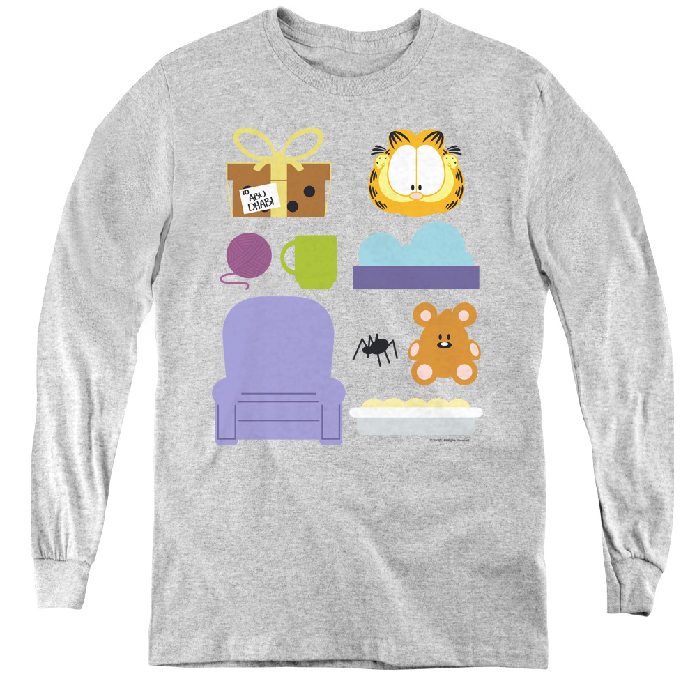 Garfield & Gift Set Youth Long Sleeve T-Shirt   Athletic Heather - Large