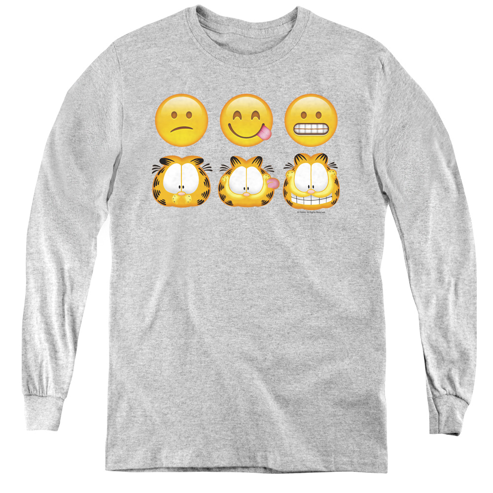 Garfield & Emojis Youth Long Sleeve T-Shirt   Athletic Heather - Medium