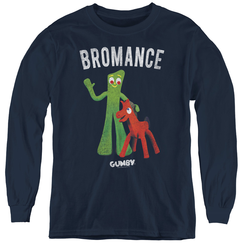 Gumby & Bromance Youth Long Sleeve T-Shirt   Navy - Small