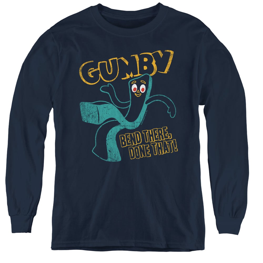 Gumby & Bend There Youth Long Sleeve T-Shirt   Navy - Small