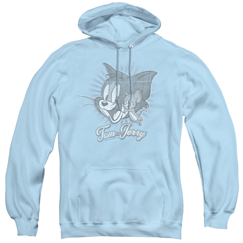 HNB111B-AFTH-2 Tom & Jerry  Classic Pals Adult Pull-Over Hoodie   Light Blue - Medium