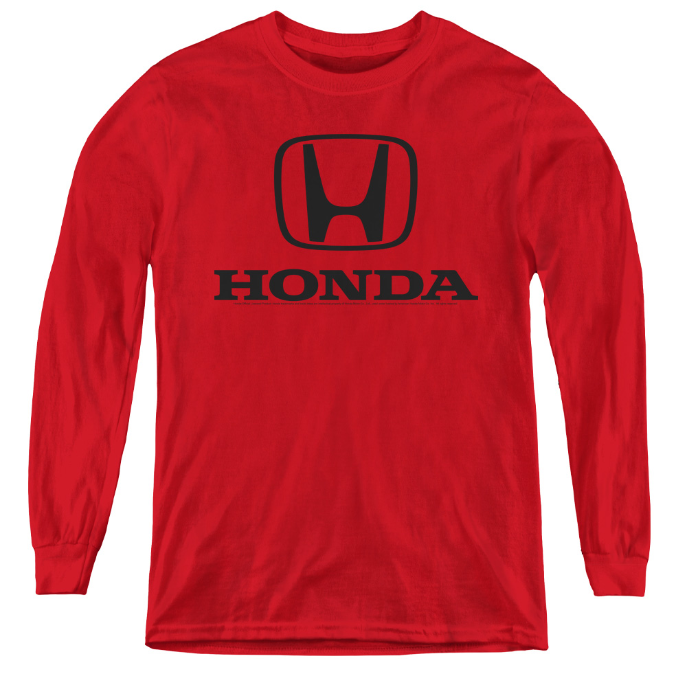 Honda & Standard Logo Youth Long Sleeve T-Shirt   Red - Medium