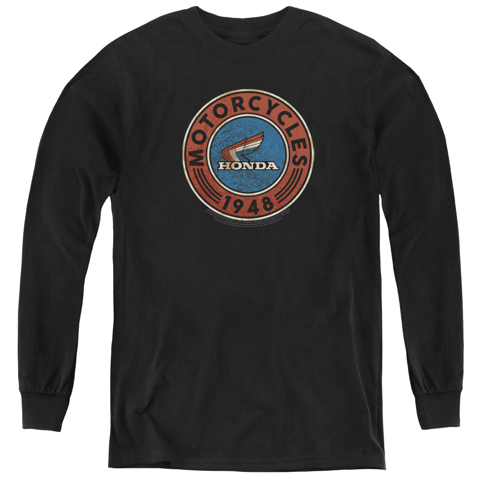 Honda & Motorcycle Youth Long Sleeve T-Shirt   Black - Medium