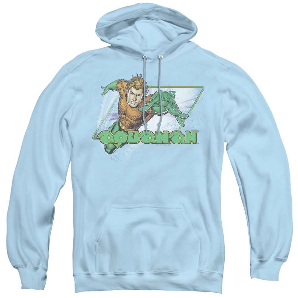 JLA & Aquaman Adult Pull-Over Hoodie   Light Blue - 3X