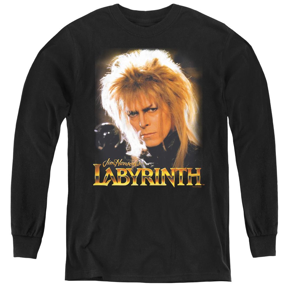 LAB100-YL-3 Labyrinth & Jareth - Youth Long Sleeve Tee, Black - Large