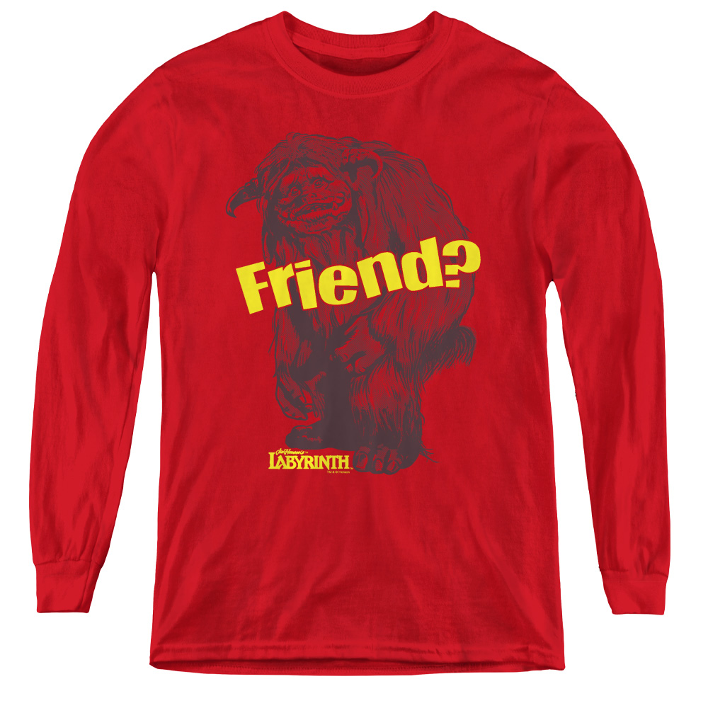 LAB112-YL-2 Labyrinth & Ludo Friend - Youth Long Sleeve Tee, Red - Medium