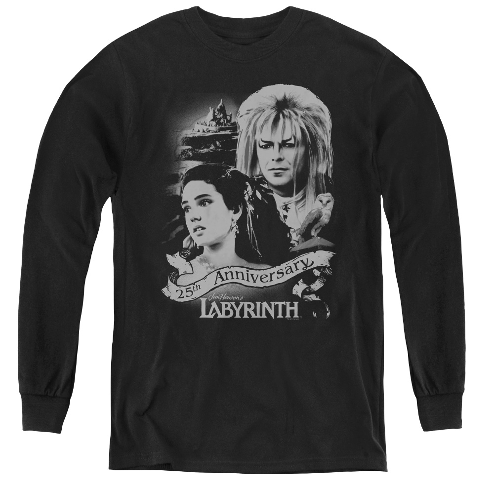 LAB136-YL-2 Labyrinth & Anniversary - Youth Long Sleeve Tee, Black - Medium