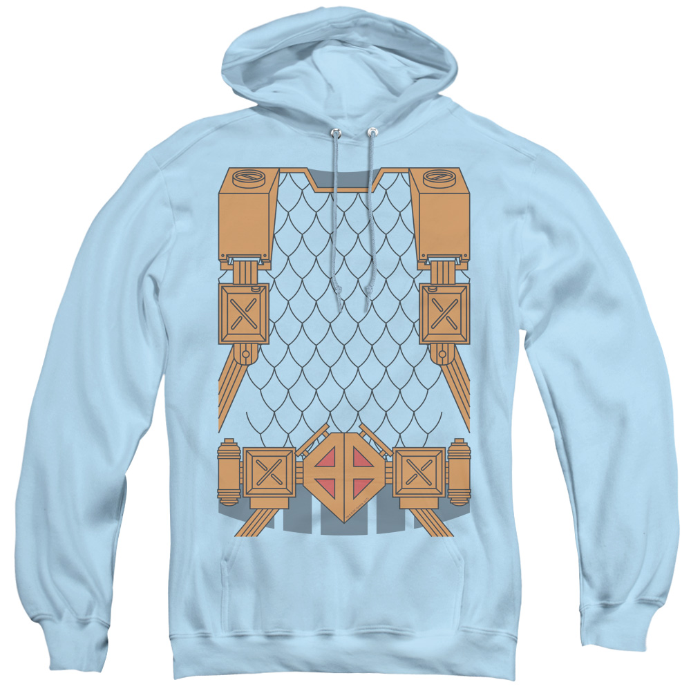JLA491-AFTH-2 JLA & Deathstroke Uniform-Adult Pull-Over Hoodie, Light Blue - Medium
