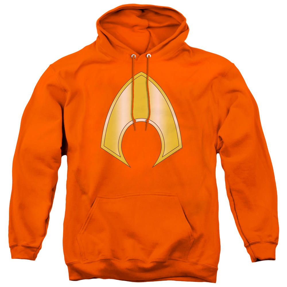 JLA & Aquaman Logo-Adult Pull-Over Hoodie, Orange - Medium