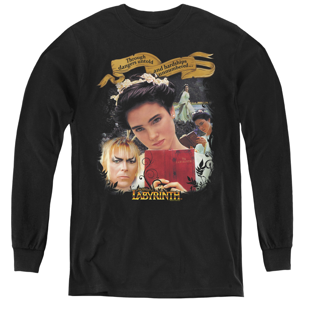 LAB154-YL-2 Labyrinth & Dangers Untold-Youth Long Sleeve Tee, Black - Medium