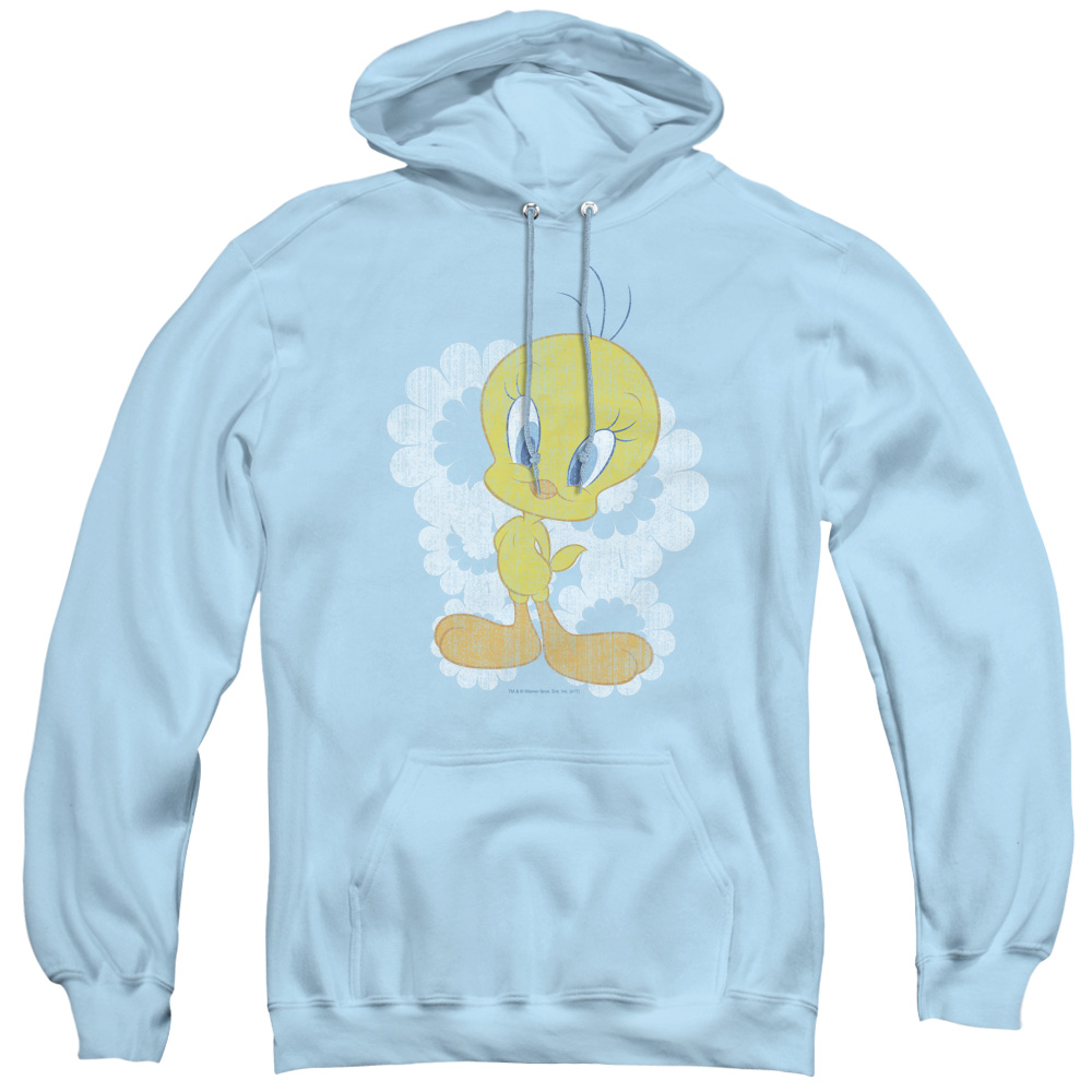 LT160-AFTH-2 Looney Tunes & Retro Tweety-Adult Pull-Over Hoodie, Light Blue - Medium