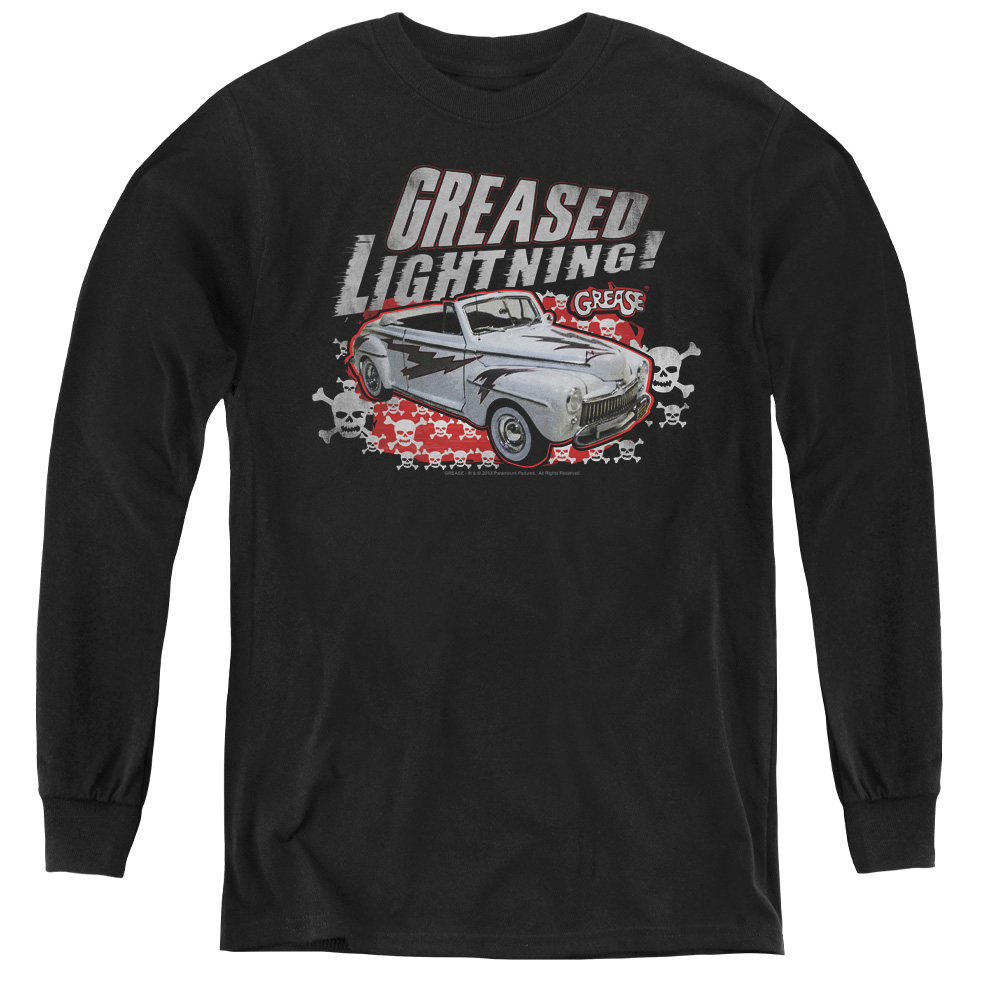 PAR273-YL-2 Grease & Greased Lightening Youth Long Sleeve Tee Shirt - Black, Medium