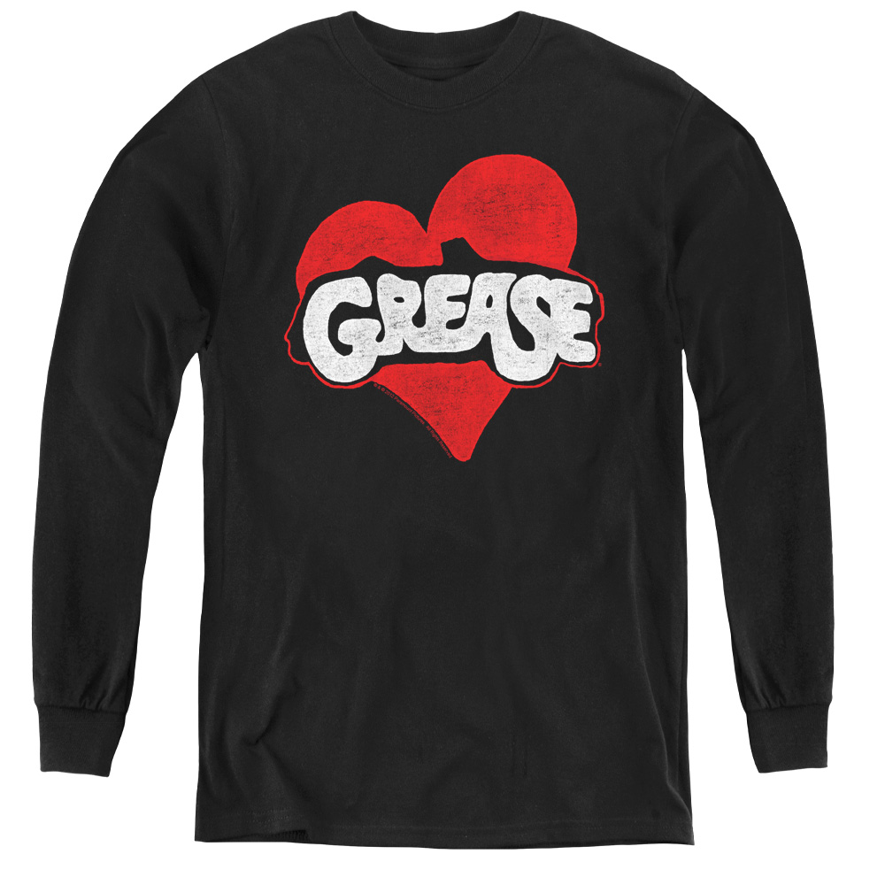Grease & Heart Youth Long Sleeve Tee Shirt - Black, Large
