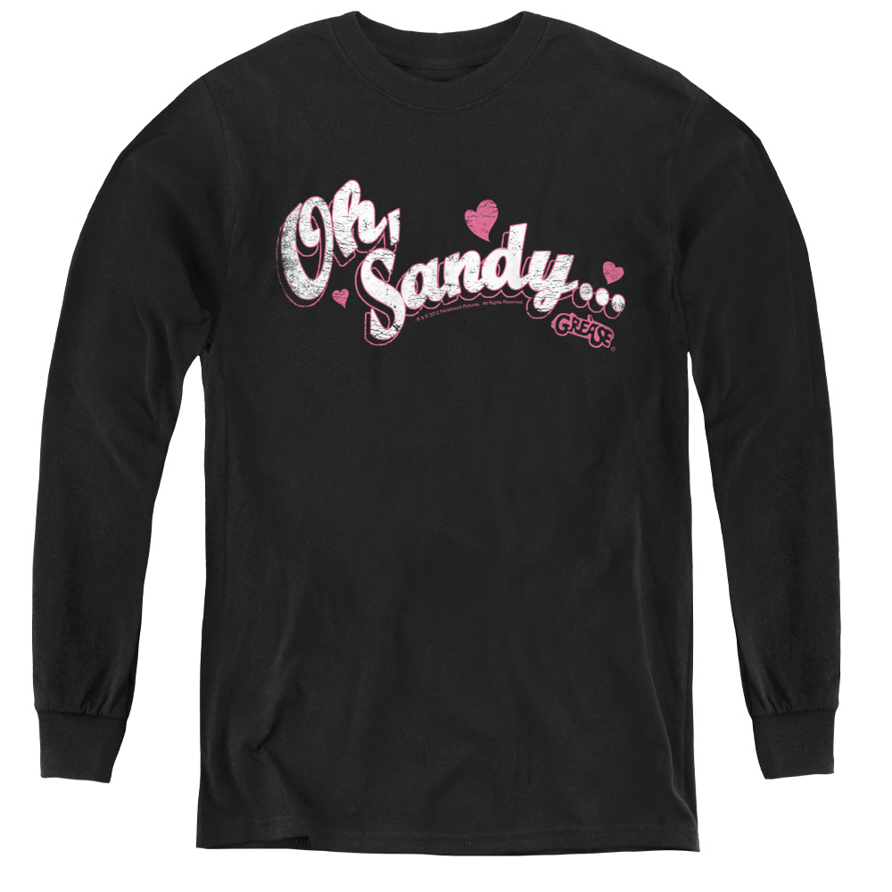 Grease & Oh Sandy Youth Long Sleeve Tee Shirt - Black, Medium