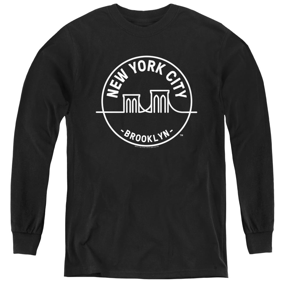 NYC107-YL-2 New York City & See NYC Brooklyn Youth Long Sleeve Tee Shirt - Black, Medium