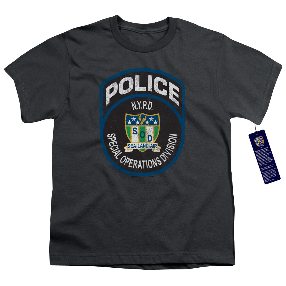 NYC155-YT-2 New York City & Special OPS Youth Short Sleeve 18-1 T-Shirt - Charcoal, Medium