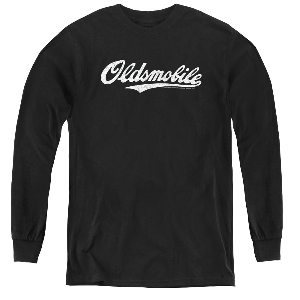 OLS104-YL-4 Oldsmobile & Oldsmobile Cursive Logo Youth Long Sleeve Tee Shirt - Black, Extra Large -  Trevco