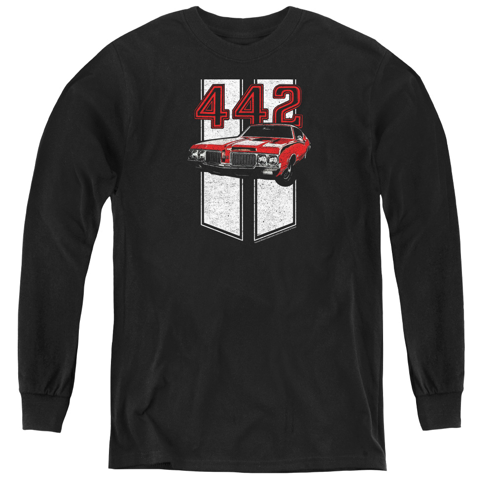 OLS109-YL-2 Oldsmobile & 442 Youth Long Sleeve Tee Shirt - Black, Medium