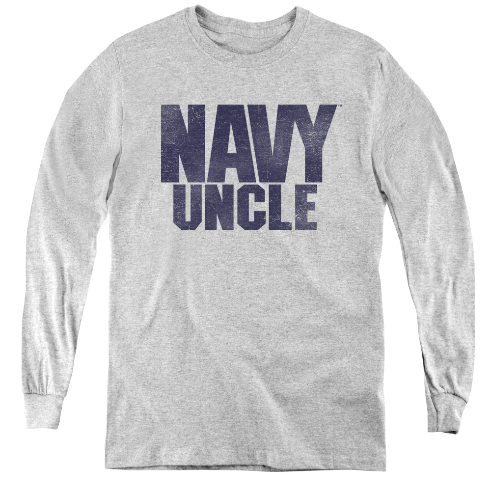 Navy & Uncle Youth Long Sleeve Tee Shirt - Athletic Heather, Medium