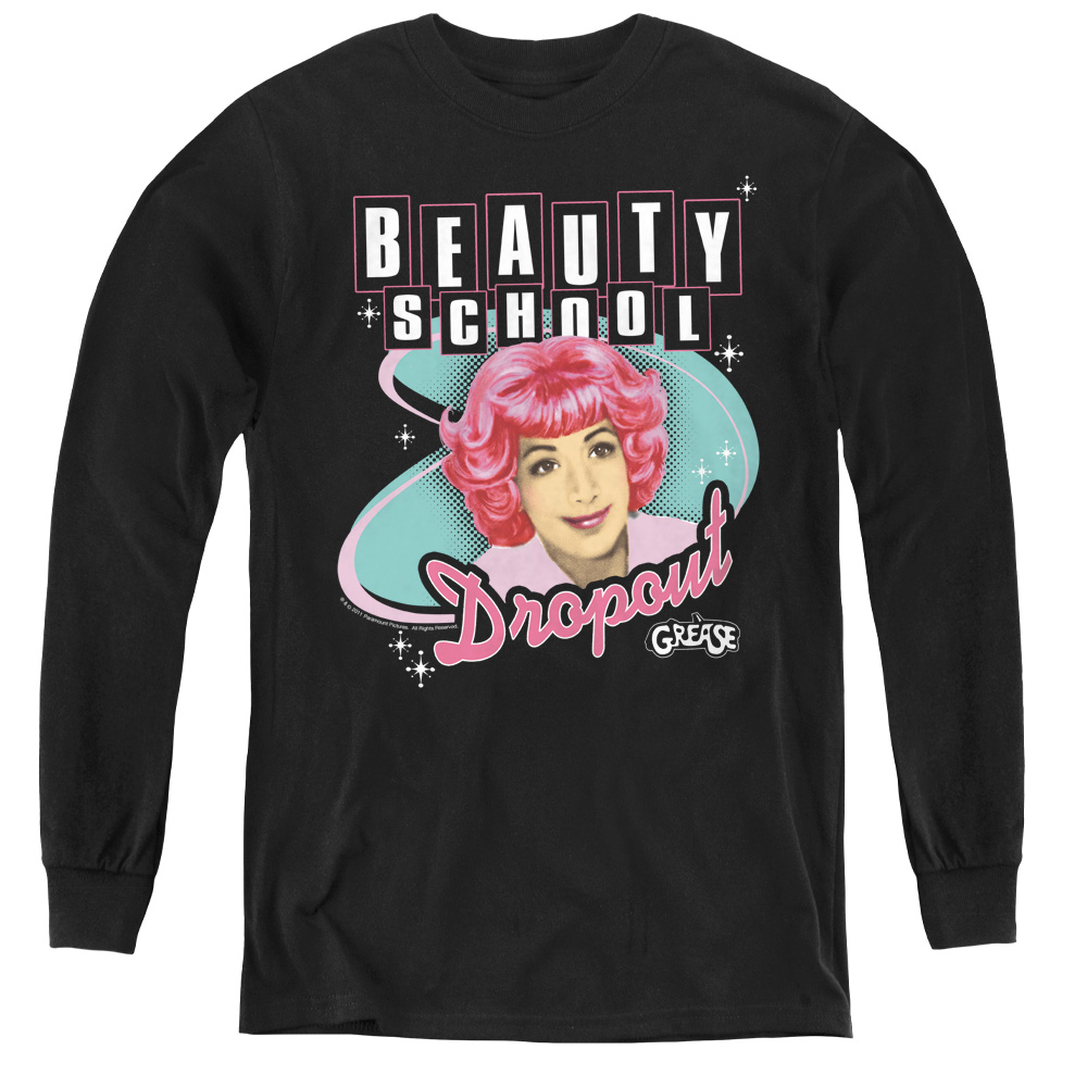 PAR154-YL-2 Grease & Beauty School Dropout Youth Long Sleeve Tee Shirt - Black, Medium