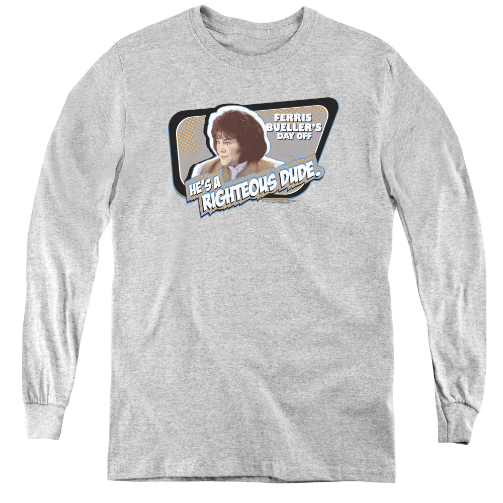 Ferris Bueller & Grace Youth Long Sleeve Tee Shirt - Athletic Heather, Extra Large