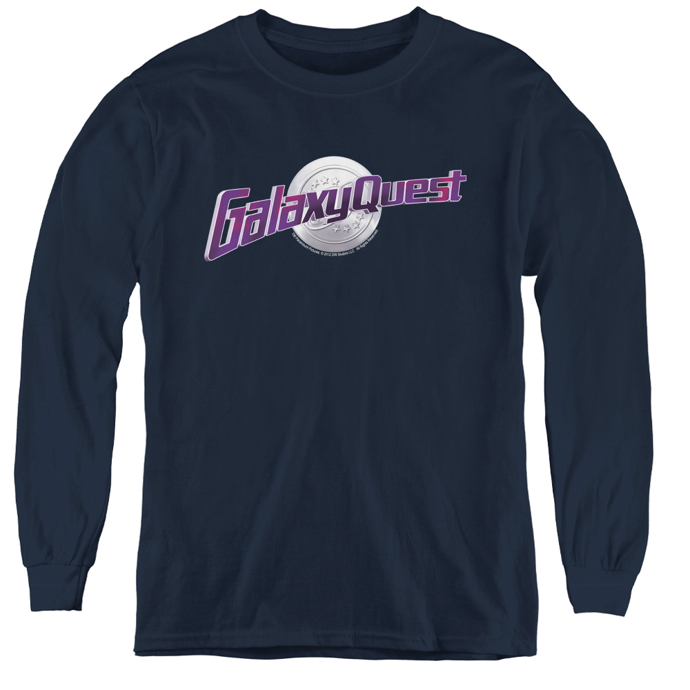 PAR216-YL-2 Galaxy Quest & Logo Youth Long Sleeve Tee Shirt - Navy, Medium