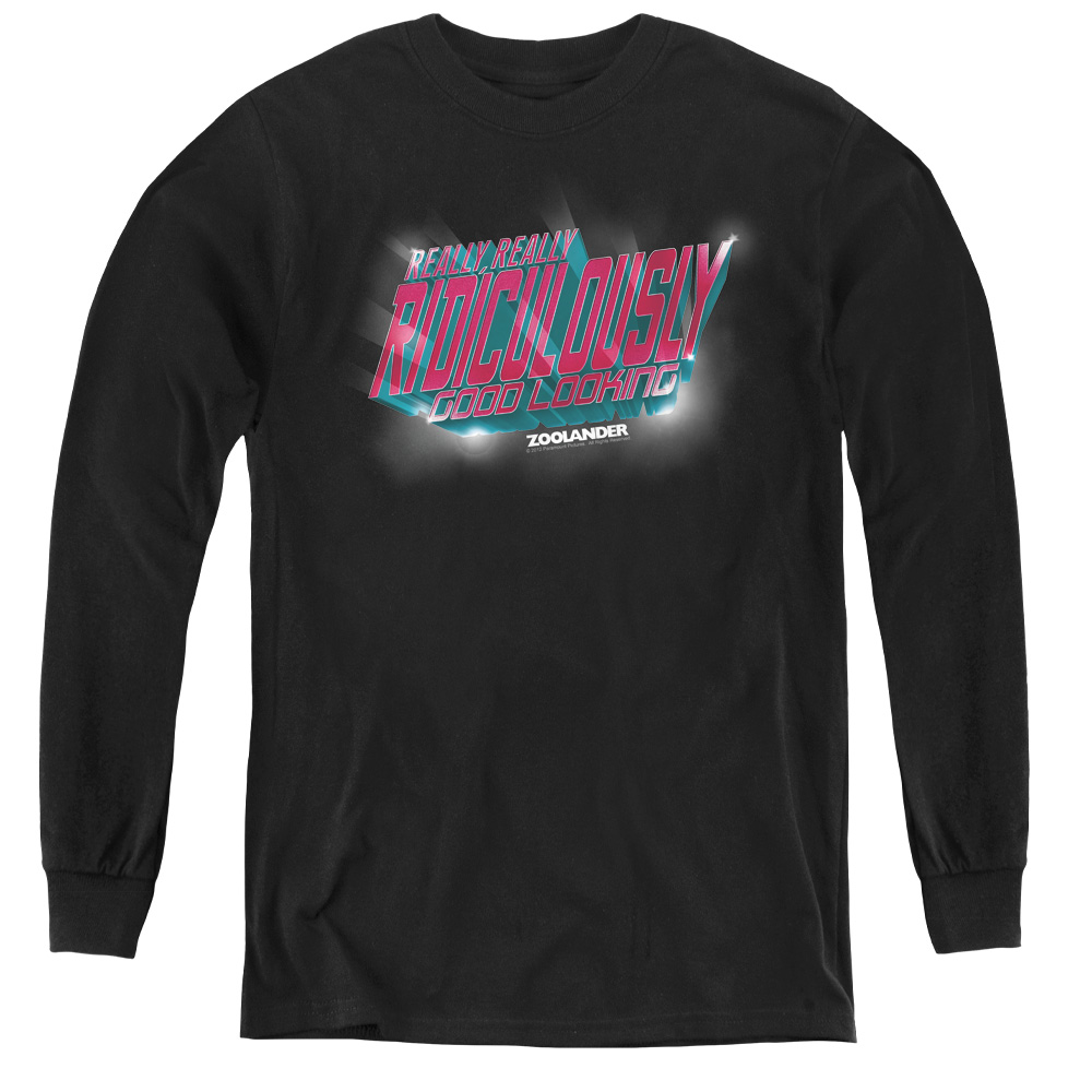 PAR251-YL-2 Zoolander & Ridiculously Good Looking Youth Long Sleeve Tee Shirt - Black, Medium