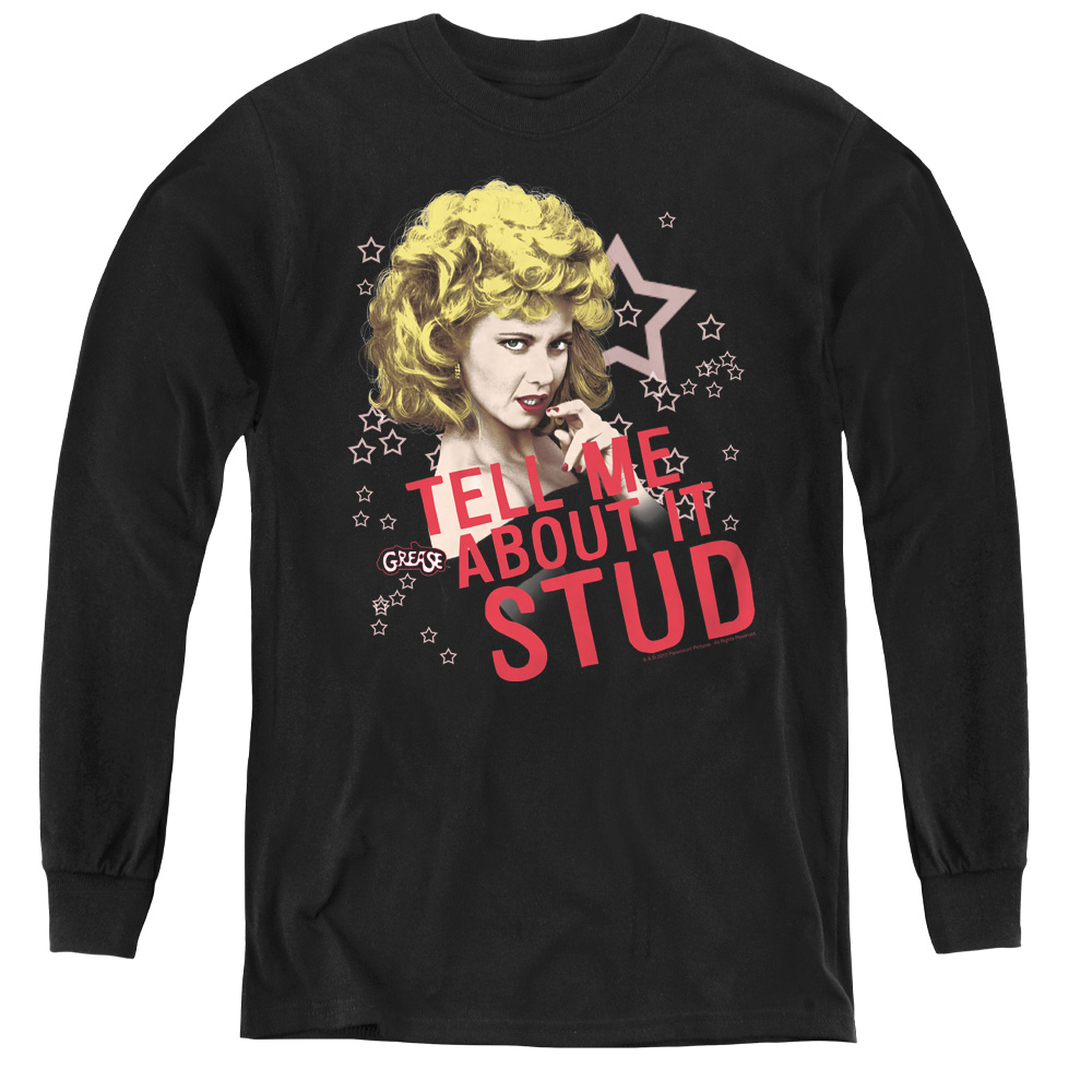Grease & Tell Me About It Stud Youth Long Sleeve Tee Shirt - Black, Extra Large