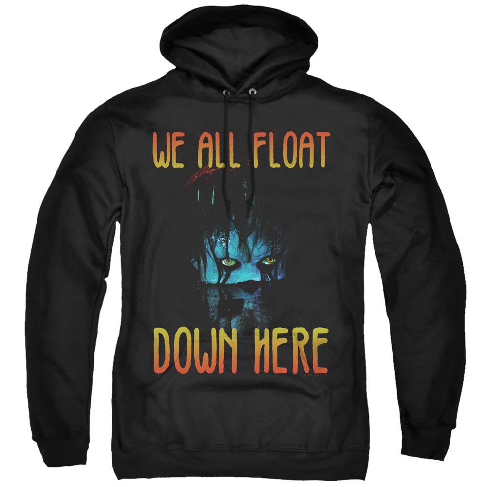 WBM869-AFTH-4 It & We All Float Down Here Adult Pull Over Hoodie, Black - Extra Large