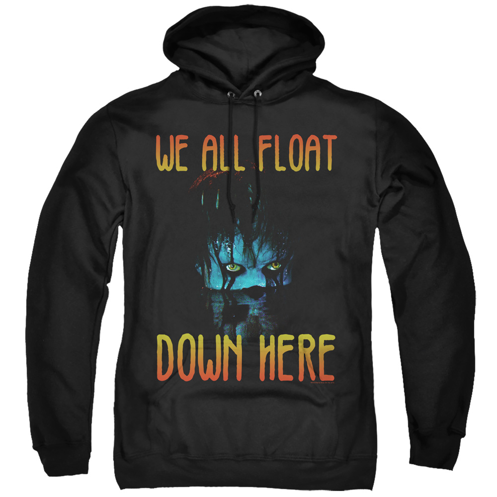 It & We All Float Down Here Adult Pull Over Hoodie, Black - 3X