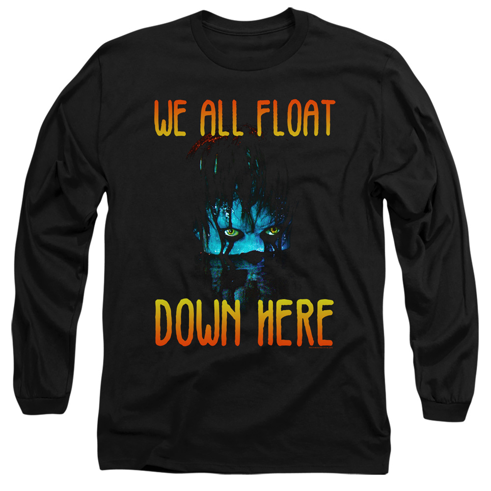It & We All Float Down Here Adult Long Sleeve 18-1 T-Shirt, Black - 3X
