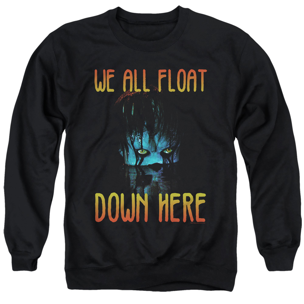 It & We All Float Down Here Adult Crewneck Sweatshirt, Black - Large