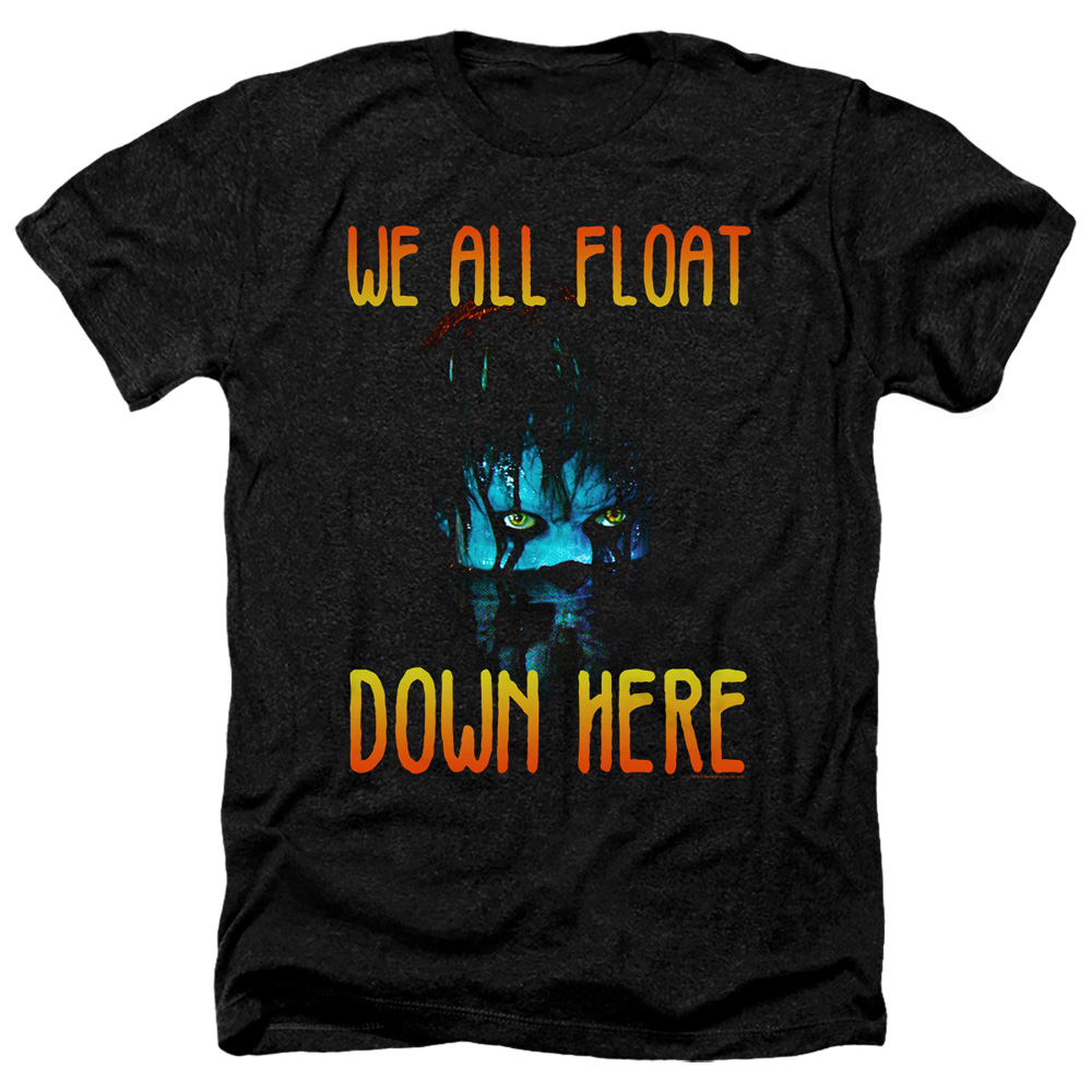 It & We All Float Down Here Adult Heather T-Shirt, Black - Extra Large
